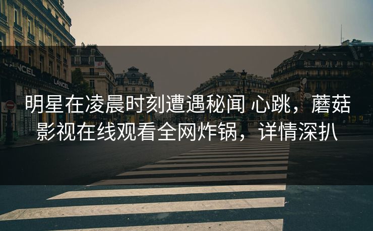 明星在凌晨时刻遭遇秘闻 心跳，蘑菇影视在线观看全网炸锅，详情深扒