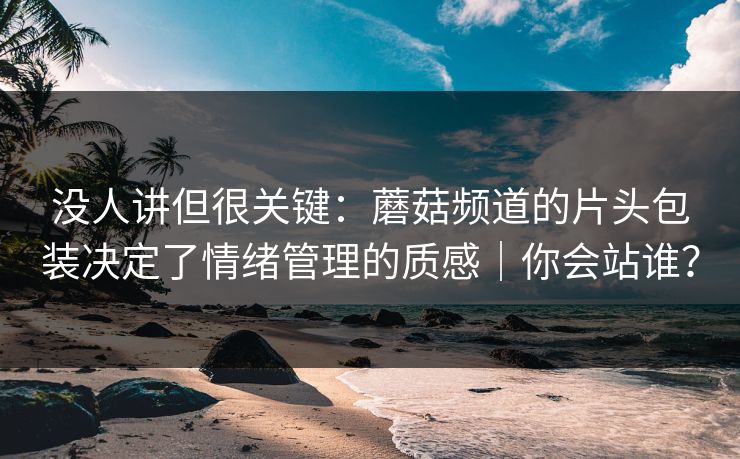 没人讲但很关键：蘑菇频道的片头包装决定了情绪管理的质感｜你会站谁？